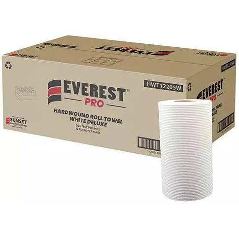 White Paper Hand Towel Roll - HWT12205W - Everest Pro - 7.76" x 205 Feet - 12 Rl/Cs -